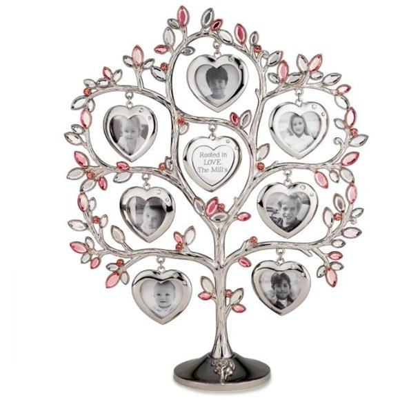Rhinestone Family Tree Picture Frame Heart Crystal Home Desktop Decoration NIB - Picture 1 of 4
